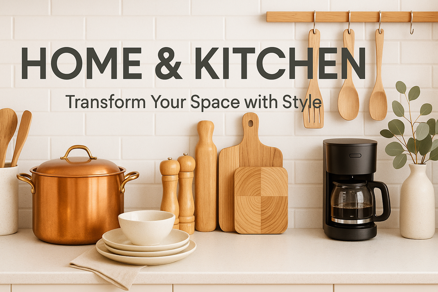 create an image banner for home and kitchen category use some headlines on banner